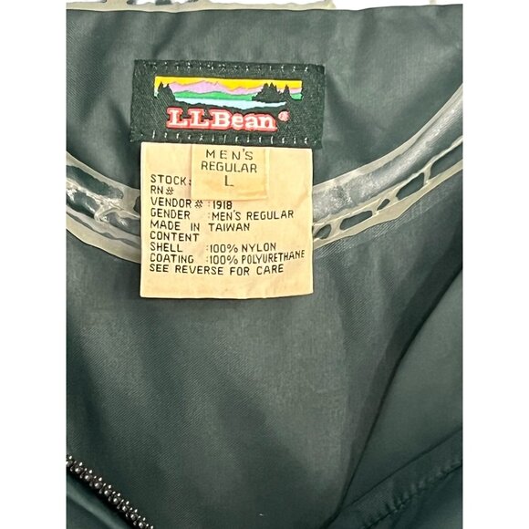 LL Bean Vintage Mens L Hooded Raincoat Windbreaker Green EUC - Picture 4 of 11